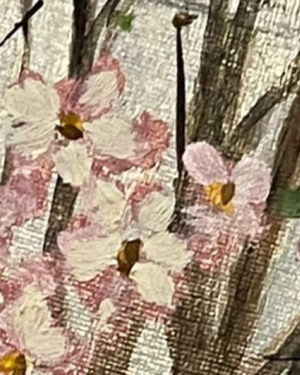 Vintage Signed  artist Flowers wood framed oil painting