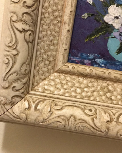 Vintsge  SM Flower painting Ornate wood frame artist signed
