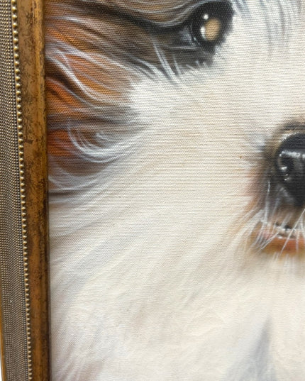 1996 Painting Schizu animal dog Signed canvas painting
