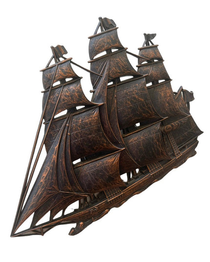 Vintage 1960s Coppercraft Guild Syrocco Sailboat schooner nautical wall hanging