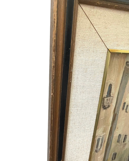 Vintage french painting signed Vittorio 1961 Venice canal framed wood masonite