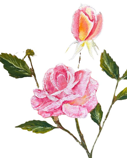 Vintage flower painting signed appx 1961 roses 11.5x13.5” Ornate wood frame