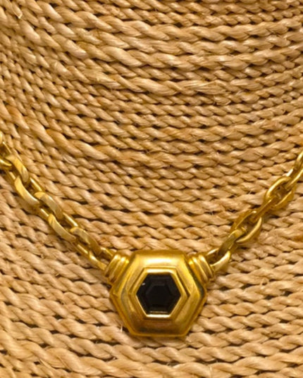 VTG Swarovski authentic ( SAL) Black crystal gold finish fancy necklace