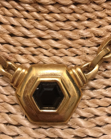 VTG Swarovski authentic ( SAL) Black crystal gold finish fancy necklace