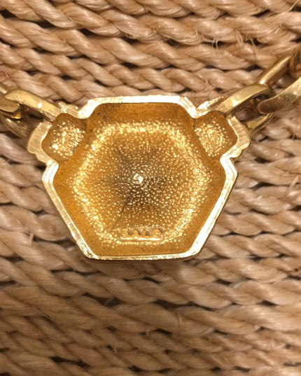 VTG Swarovski authentic ( SAL) Black crystal gold finish fancy necklace