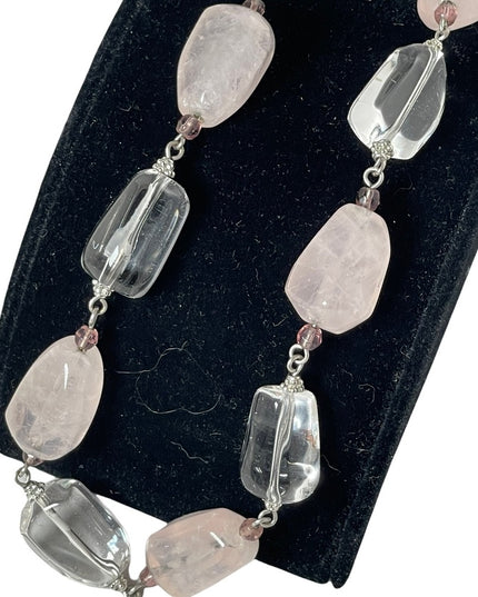 Large rose quartz & clear polished quartz stone choker  Necklace…