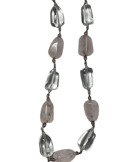 Large rose quartz & clear polished quartz stone choker  Necklace…