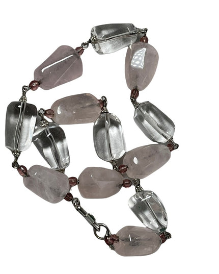 Large rose quartz & clear polished quartz stone choker  Necklace…