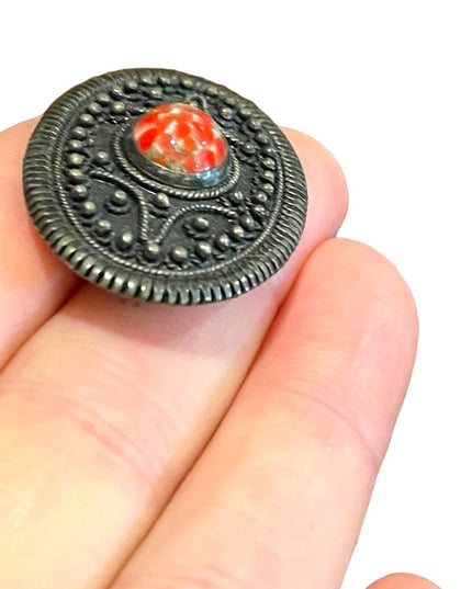 Victorian 800 silver stone brooch with stone Antique
