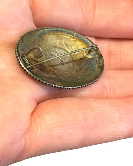 Victorian 800 silver stone brooch with stone Antique