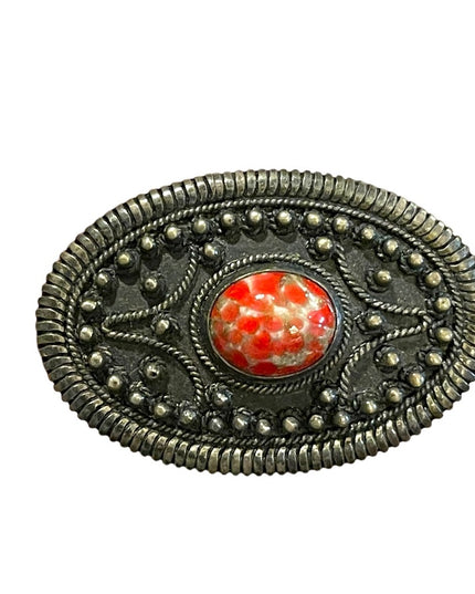 Victorian 800 silver stone brooch with stone Antique