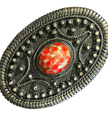 Victorian 800 silver stone brooch with stone Antique