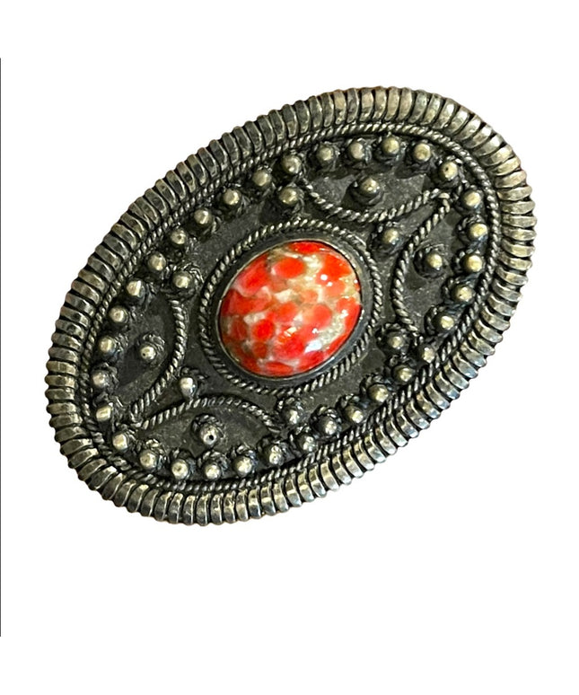 Victorian 800 silver stone brooch with stone Antique