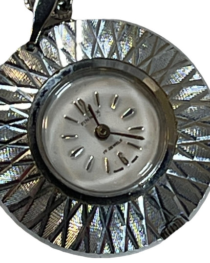 1960s Vintage 17 Jewel Silver finish fancy necklace watch
