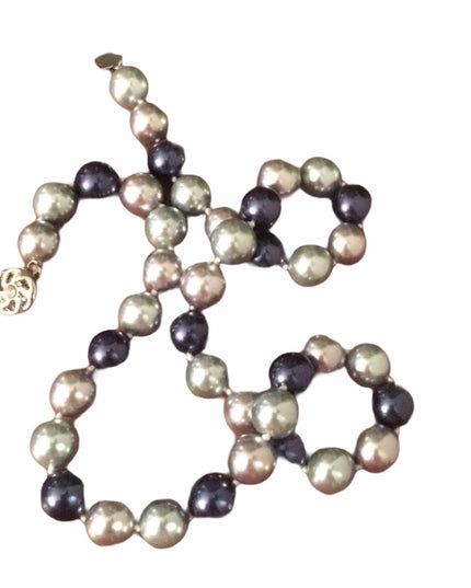 Large heavy Glass pearls blue & Silver high quality necklace silver clasp