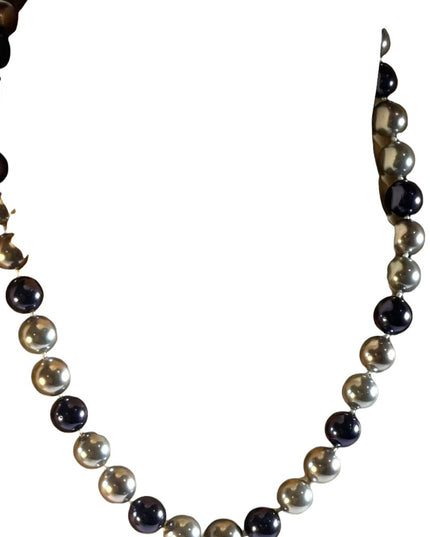 Large heavy Glass pearls blue & Silver high quality necklace silver clasp