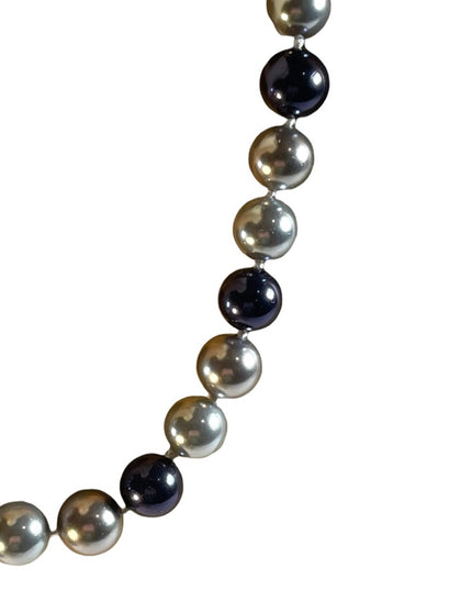 Large heavy Glass pearls blue & Silver high quality necklace silver clasp