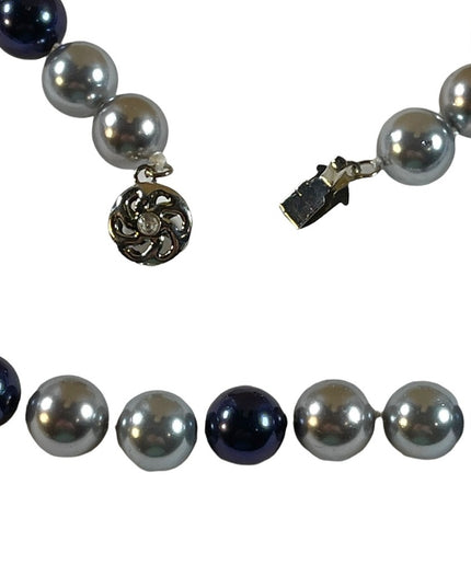 Large heavy Glass pearls blue & Silver high quality necklace silver clasp