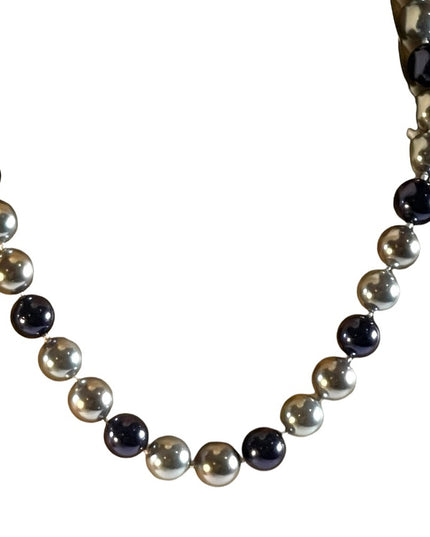 Large heavy Glass pearls blue & Silver high quality necklace silver clasp