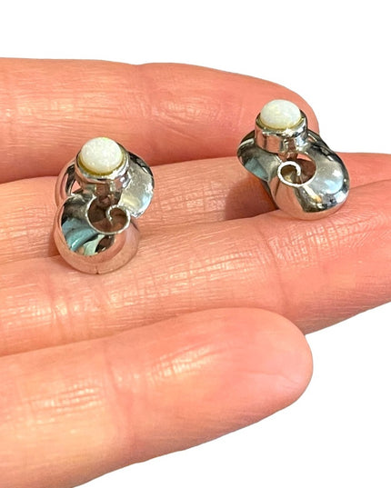 Vintage Opal sterling silver screw back earrings Lovely’