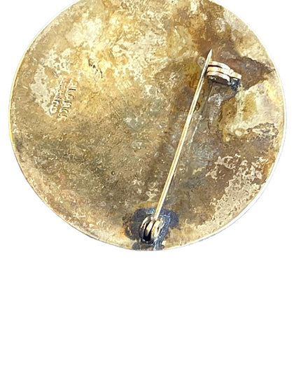 Vintage silver Alpaca mexico flower brooch round