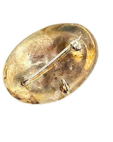Vintage 1960s Alpaca abalone silver flower pendant