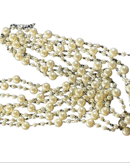 22” Multi strand faux pearl silver tone necklace