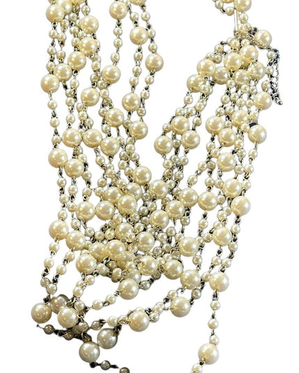 22” Multi strand faux pearl silver tone necklace