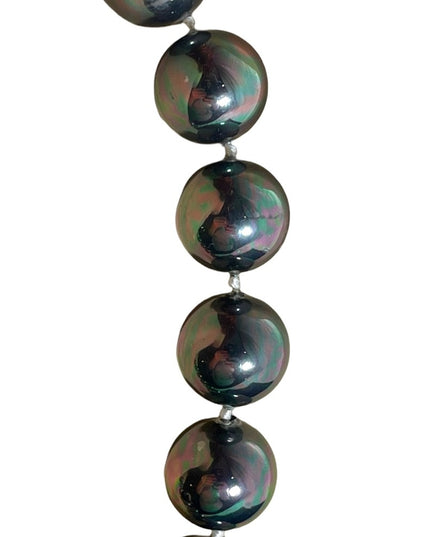 Chunky silver metalic heavy glass pearls Tahisian color