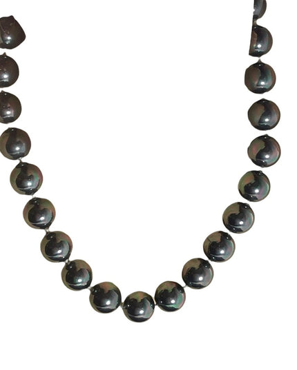 Chunky silver metalic heavy glass pearls Tahisian color