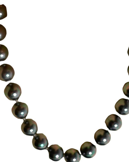 Chunky silver metalic heavy glass pearls Tahisian color