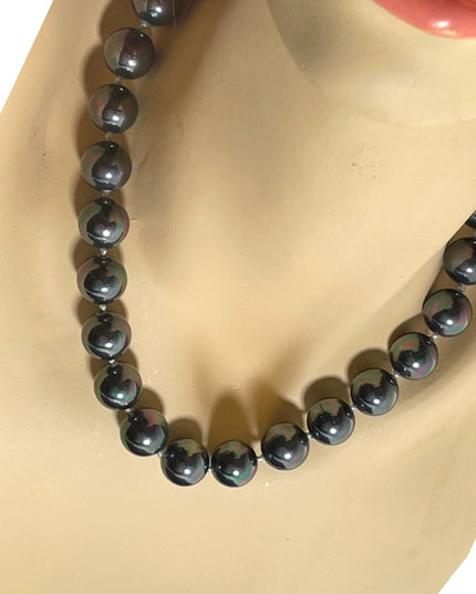 Chunky silver metalic heavy glass pearls Tahisian color