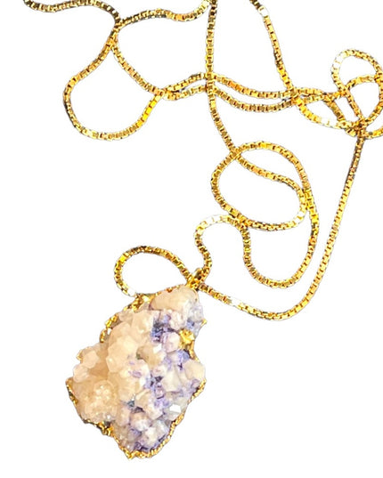 Beautiful Gold plated Large Agate crystal chunky pendant necklace Monet chain