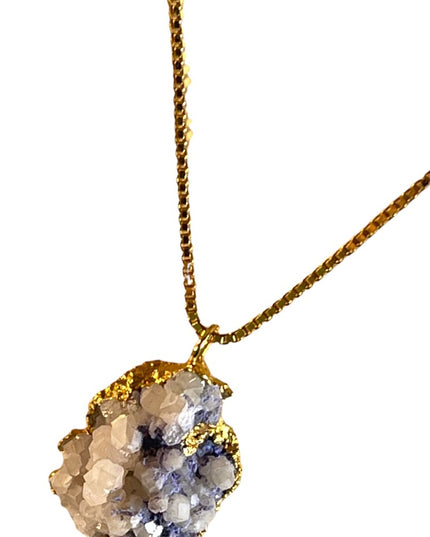 Beautiful Gold plated Large Agate crystal chunky pendant necklace Monet chain