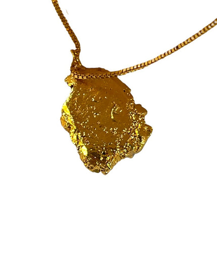 Beautiful Gold plated Large Agate crystal chunky pendant necklace Monet chain