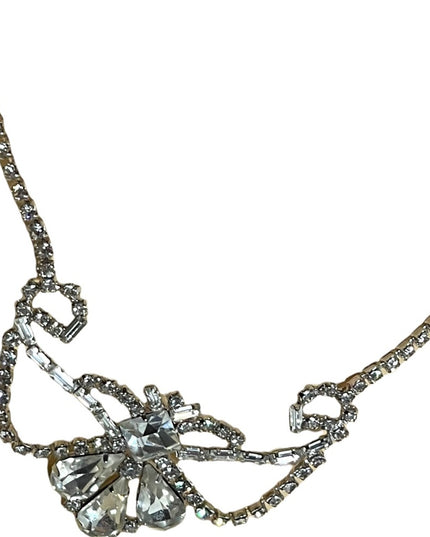 Vintage sterling silver 925 Jay Flex Crystal fabcy art deco  princess necklace