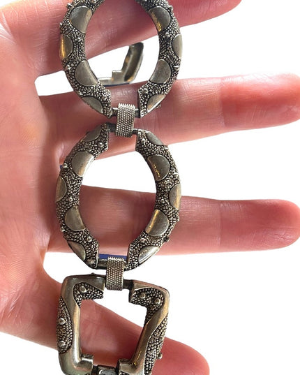 Vintage Silver tone chunky big link bracelet 1970s