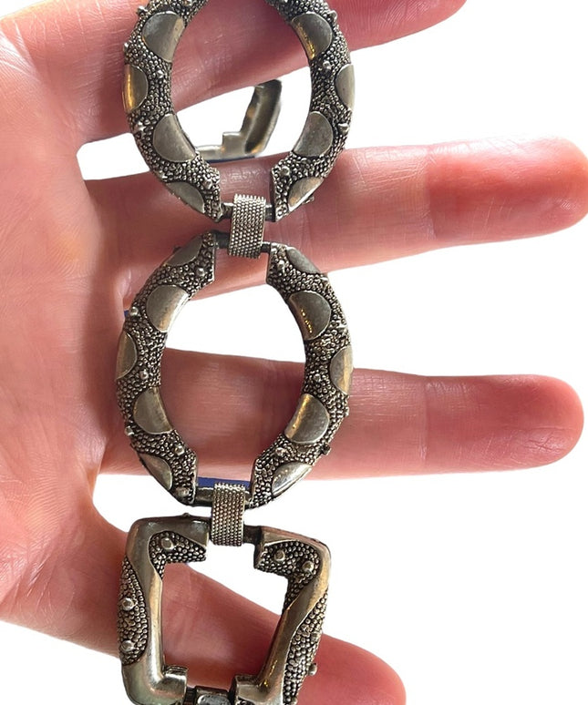 Vintage Silver tone chunky big link bracelet 1970s