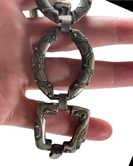 Vintage Silver tone chunky big link bracelet 1970s