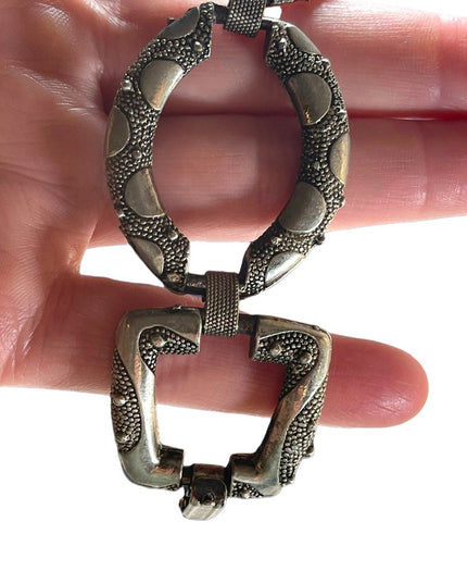 Vintage Silver tone chunky big link bracelet 1970s