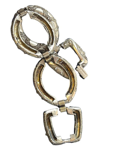 Vintage Silver tone chunky big link bracelet 1970s