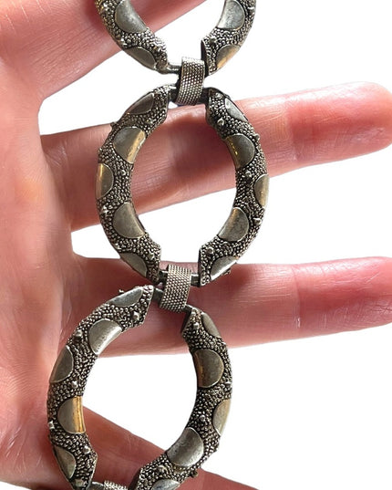 Vintage Silver tone chunky big link bracelet 1970s