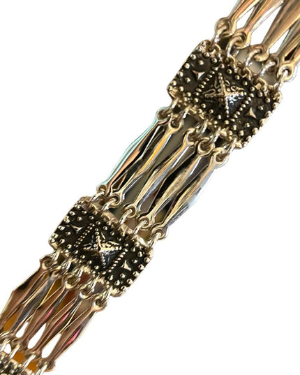 Vintage 1960s Sterling 925 Aztec Bracelet Mexico etched pyramids