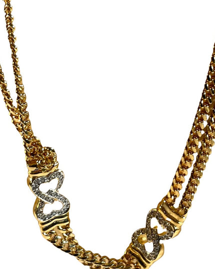 Vintage Park Lane gold finish double strand fancy crystal heart link necklace