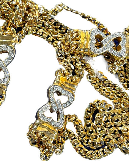 Vintage Park Lane gold finish double strand fancy crystal heart link necklace