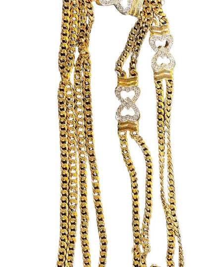 Vintage Park Lane gold finish double strand fancy crystal heart link necklace