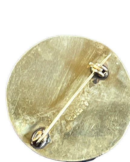 Vinatge 1960s Alpaca Abalone Flower silver brooch Mexico shell
