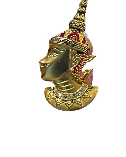 Vintage 1960s Siam Buddah gold enameled gold finish rhinestone brooch