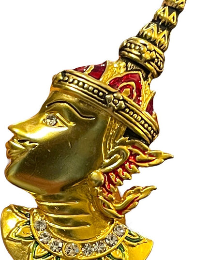 Vintage 1960s Siam Buddah gold enameled gold finish rhinestone brooch