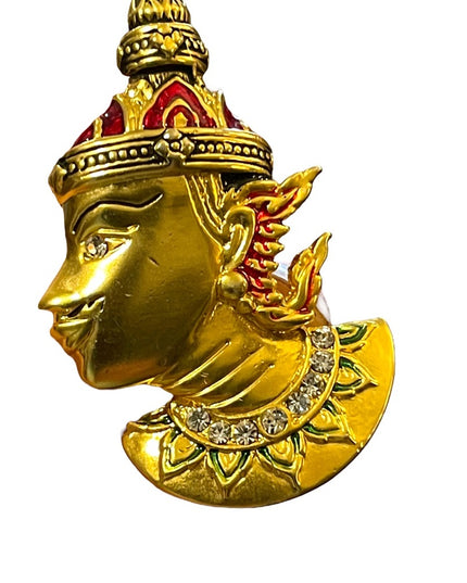 Vintage 1960s Siam Buddah gold enameled gold finish rhinestone brooch